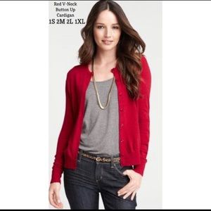 Red V-Neck Cardigan